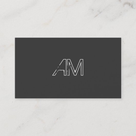 Moderne Grunge Monogram op Carbon Black Visitekaartje (Voorkant)