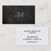Moderne Grunge Monogram op zwart hout Visitekaartje (Voorkant / Achterkant)