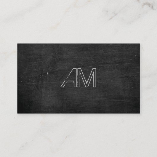 Moderne Grunge Monogram op zwart hout Visitekaartje (Voorkant)