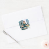 Moderne Grunge Rand Foto Bedankt Vierkante Sticker (Envelop)