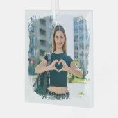 Moderne Grunge Rand Foto Glas Ornament (Voorkant links)