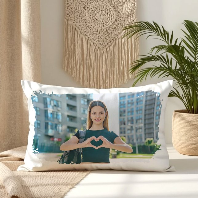 Moderne Grunge Rand Foto Kussen (Modern Grunge Border Photo Lumbar Pillow)