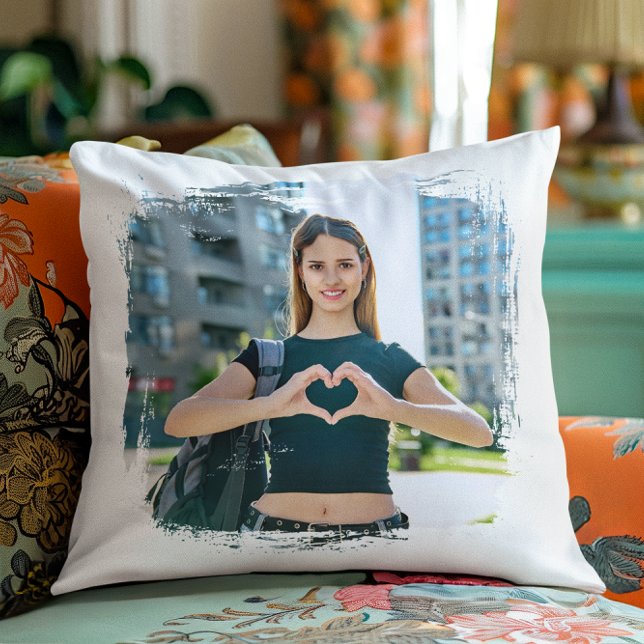 Moderne Grunge Rand Foto Kussen (Create Your Own Photo Pillow)