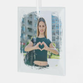 Moderne Grunge-randfoto Glas Ornament (Voorkant links)