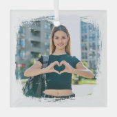 Moderne Grunge-randfoto Glas Ornament (Voorkant)