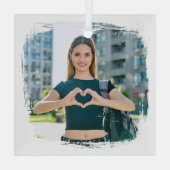 Moderne Grunge-randfoto Glas Ornament (Achterkant)