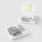 Moderne Grunge-randfoto Stenen Onderzetter (Zijkant)