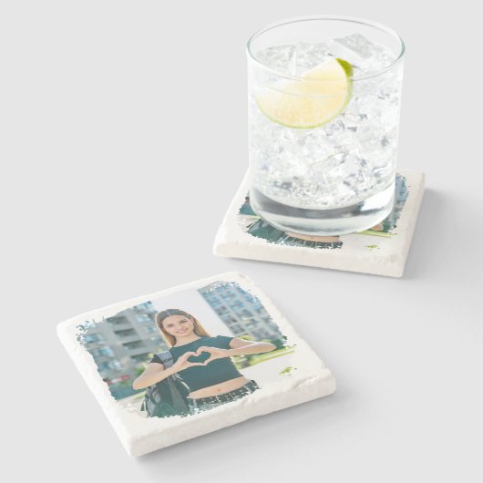 Moderne Grunge-randfoto Stenen Onderzetter (Zijkant)