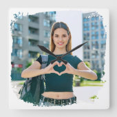 Moderne Grunge-randfoto Vierkante Klok (Voorkant)