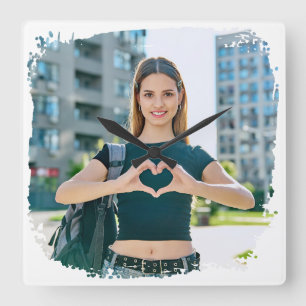 Moderne Grunge-randfoto Vierkante Klok