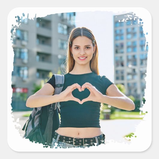 Moderne Grunge-randfoto Vierkante Sticker (Voorkant)