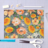 Moderne grunge zwarte gele bloemen ontkoppelen tissuepapier (Craft)