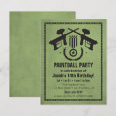 Moderne Grungy Paintball Verjaardagsfeestje Uitnod Kaart (Voorkant / Achterkant)