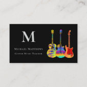 Moderne Guitar Music Teacher Custom Photo Visitekaartje (Voorkant)