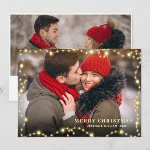 Moderne Gulden Kerstmis 2 PHOTO-groet Feestdagenkaart