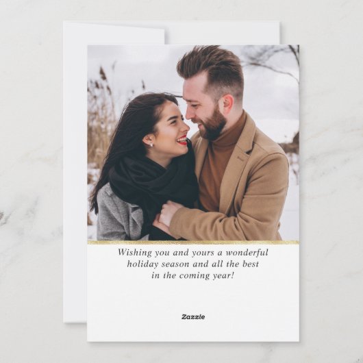 Moderne Gulden Kerstmis 2 PHOTO-groet Feestdagenkaart (Achterkant)