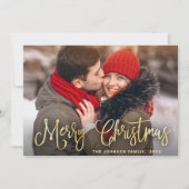 Moderne Gulden Kerstmis 2 PHOTO-groet Feestdagenkaart (Voorkant)