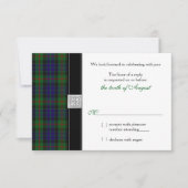 Moderne Gunn Tartan Huwelijks RSVP Antwoordkaart (Voorkant)