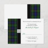 Moderne Gunn Tartan Huwelijks RSVP Antwoordkaart (Voorkant / Achterkant)