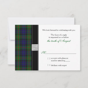 Moderne Gunn Tartan Huwelijks RSVP Antwoordkaart Kaartje