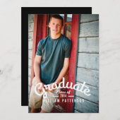 Moderne Guy Foto Graduation Party Uitnodiging (Voorkant / Achterkant)