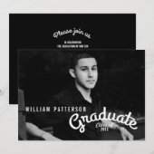 Moderne Guy Foto Graduation Party Uitnodiging (Voorkant / Achterkant)