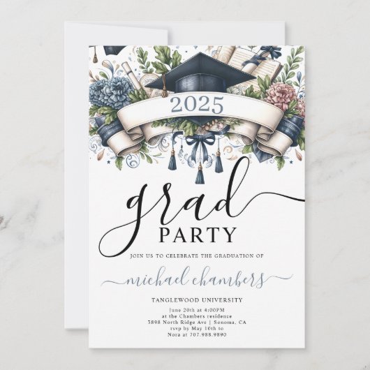 Moderne Guy's Graduation Party Kaart (Voorkant)