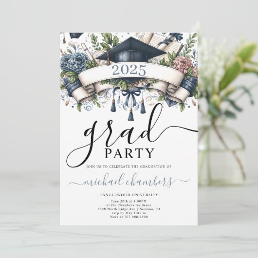 Moderne Guy's Graduation Party Kaart (Staand voorkant)