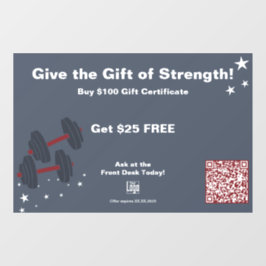 Moderne Gym Kerstcadeau Certificaat Promotie Raamsticker