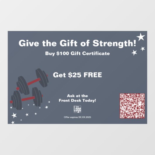 Moderne Gym Kerstcadeau Certificaat Promotie Raamsticker (Vel)