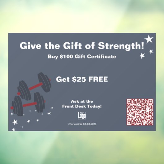 Moderne Gym Kerstcadeau Certificaat Promotie Raamsticker (Vel 3)