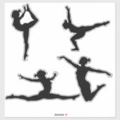 Moderne Gymnastiek Meisjes, Gymnast Silhouet Sticker (Vel)