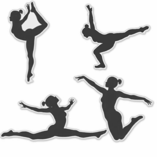 Moderne Gymnastiek Meisjes, Gymnast Silhouet Sticker (Voorkant)