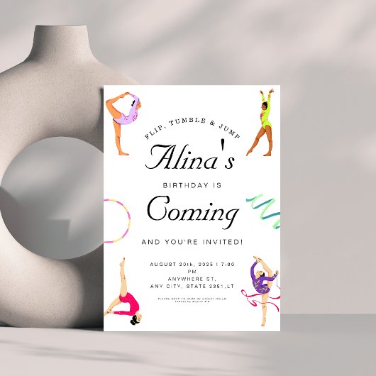 Moderne Gymnastiek Verjaardagsfeest Kaart