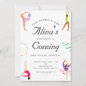 Moderne Gymnastiek Verjaardagsfeest Kaart (Voorkant)