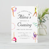 Moderne Gymnastiek Verjaardagsfeest Kaart (Staand voorkant)