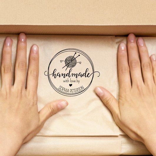 Moderne Haak Handgemaakt met liefde Rubberstempel
