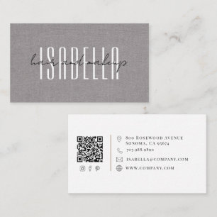 Moderne haar- en make-upartist Faux-linnen script Visitekaartje