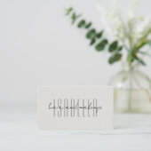 Moderne haar- en make-upartist nep-linnen script f visitekaartje (Staand voorkant)