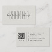 Moderne haar- en make-upartist nep-linnen script f visitekaartje (Voorkant / Achterkant)
