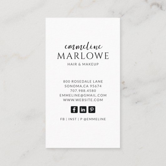 Moderne haar make-up artiest professionele foto visitekaartje (Achterkant)