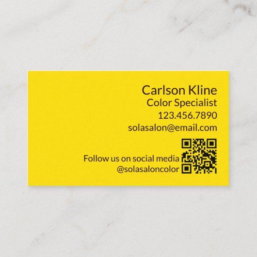Moderne haarkleurspecialist QR Code Visitekaartje (Achterkant)