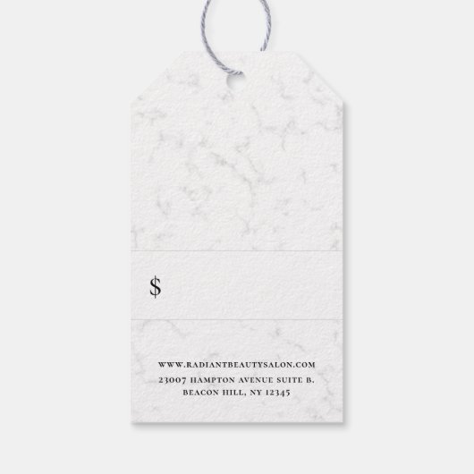 Moderne Haarsalon Logo Grijs Marmer Prijs Labels Cadeaulabel (Achterkant)