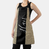 Moderne haarsalon zwarte goudvrouwen schort (Insitu)