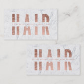 Moderne haarsnit roos gouden tipografische marmer  visitekaartje (Voorkant / Achterkant)