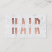 Moderne haarsnit roos gouden tipografische marmer  visitekaartje (Achterkant)