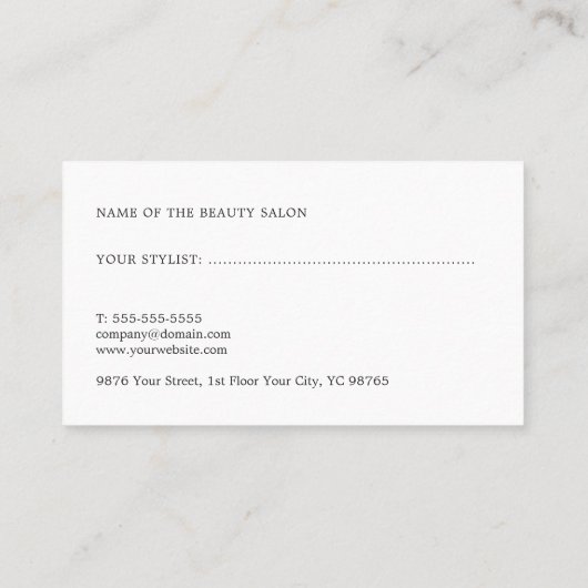 Moderne Haarstylist Appointment Card Afsprakenkaartje (Achterkant)