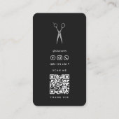 Moderne Haarstylist Barber Zilveren Zwarte Schaar Visitekaartje (Achterkant)