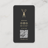 Moderne Haarstylist Barbershop Zwart Gouden Schaar Visitekaartje (Achterkant)