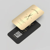 Moderne Haarstylist Barbershop Zwart Gouden Schaar Visitekaartje